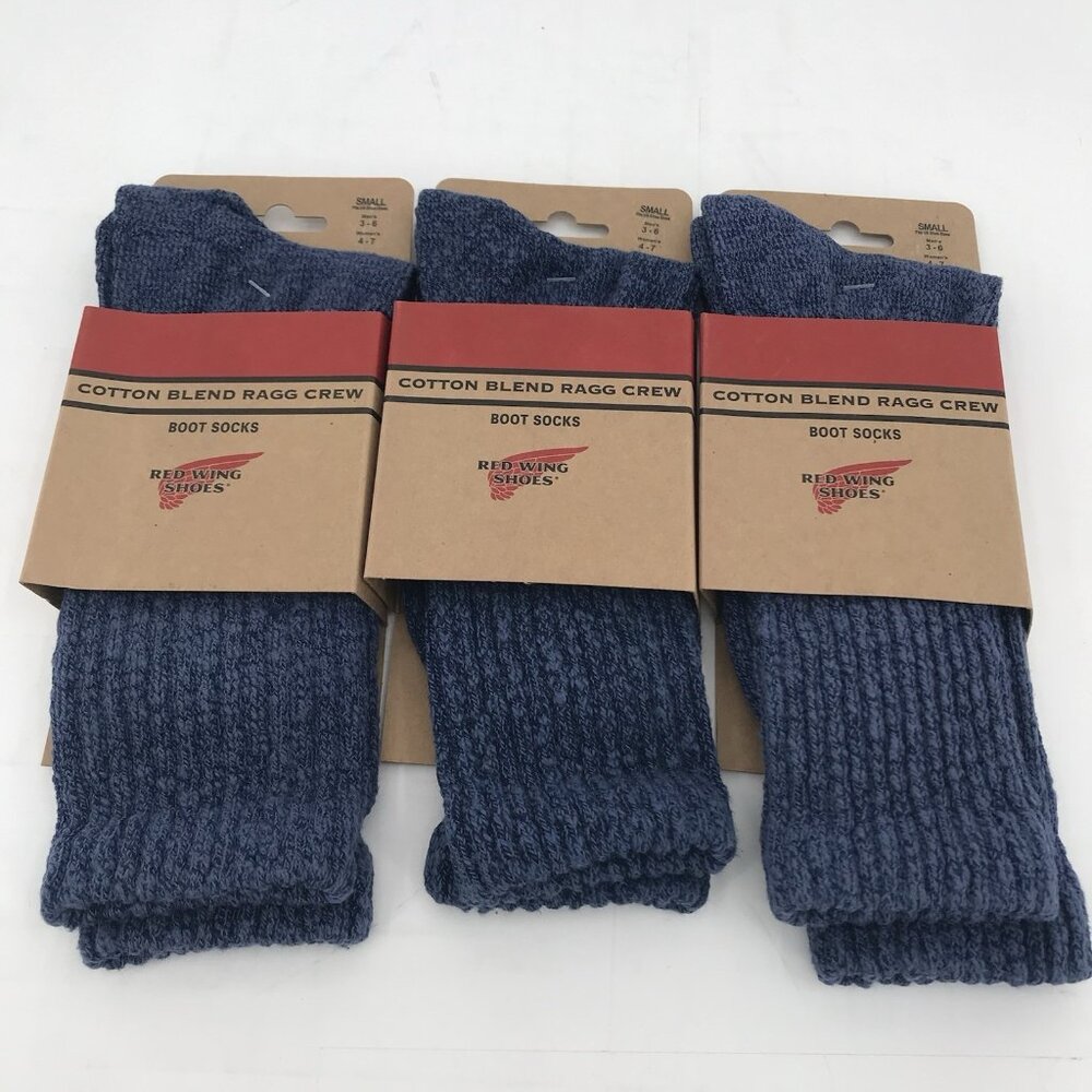 Red Wing Shoes Cotton Blend Ragg Crew Boot Socks Women’s Size 4-7 Mens 3-6 Blue